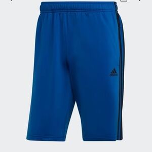 Adidas Men's NWT Royal Blue PRIMEGREEN ESSENTIALS WARM-UP 3-STRIPES SHORTS